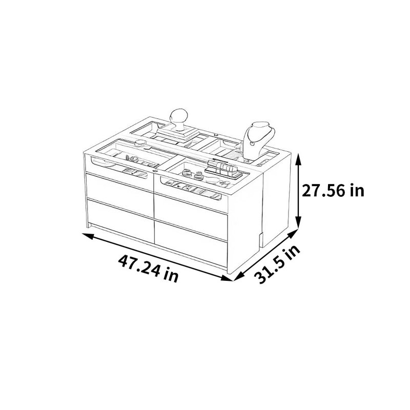 Simple Checkroom Jewelry Display Island C abinet, Blue
