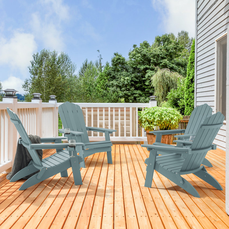 Chaise Adirondack pliante en plastique Halstein, Lac bleu
