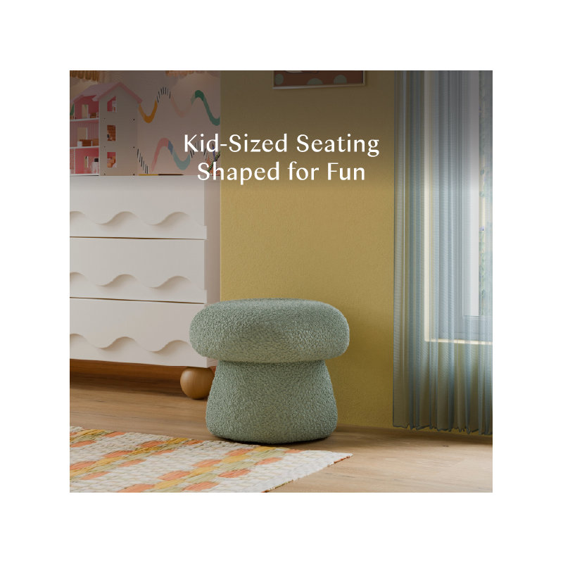 Mini Mushroom Pouf, Sage Teddy Loop