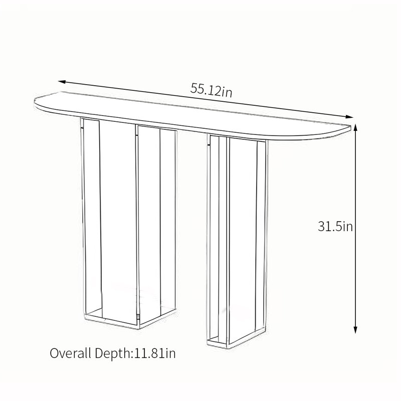 Console simple en bois massif et acrylique, Noir/transparent, H 31,5 po x l 55,12 po x P 11,81 po