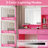 Vanity Desk with LED Mirror, Large Drawer, and 3-Tier Storage Shelf  3 Lighting Modes-1122895277