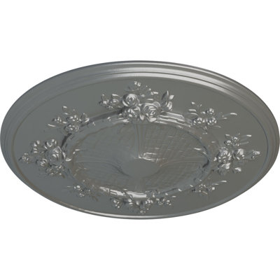 Endurathane Flower Ceiling Medallion, 27"OD x 1 1/8"P (Fits Canopies up to 3 7/8"), Hand-Painted Silver Finish