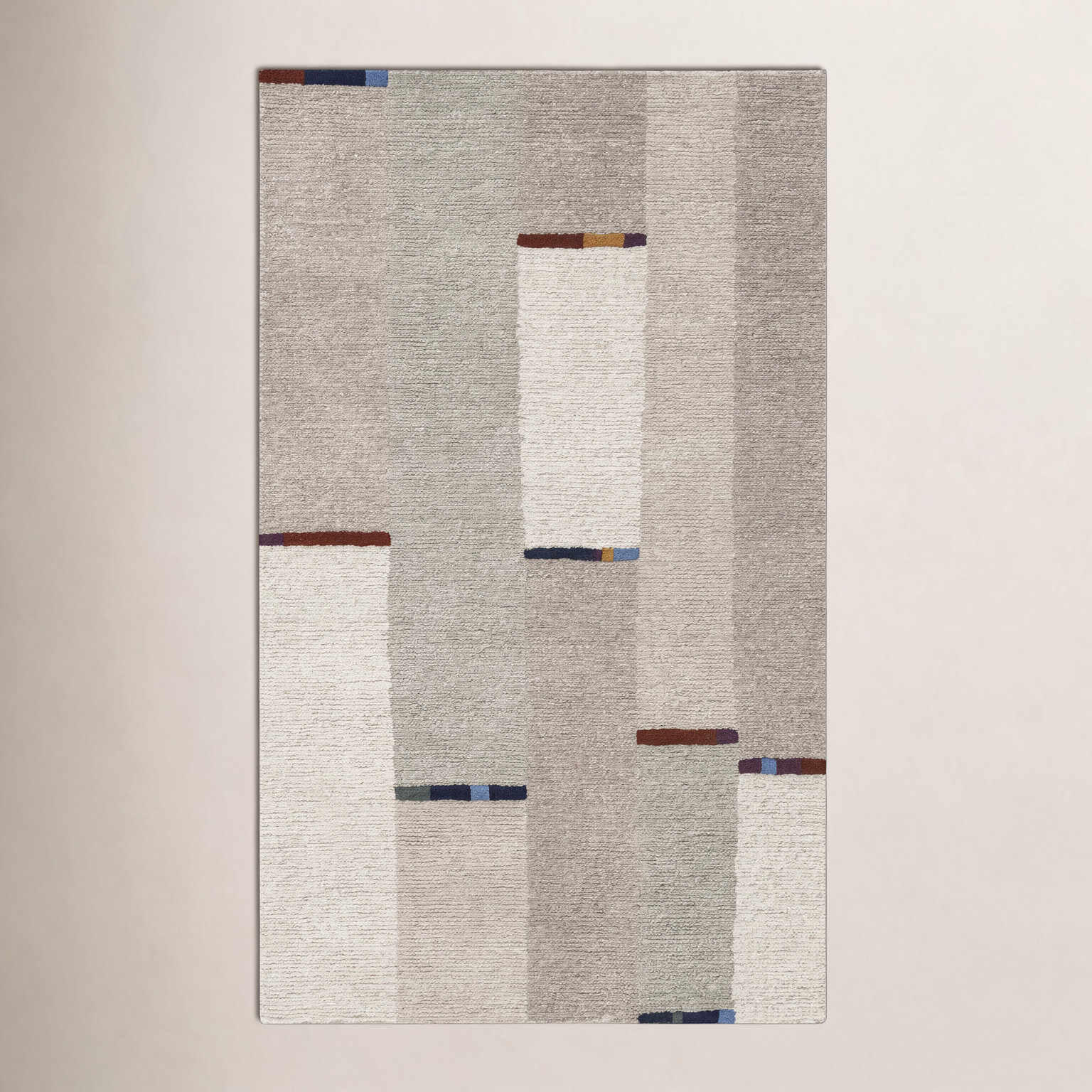 Natural Ivory Hand-Tufted Wool Rug, Rectange 5' x 8'
