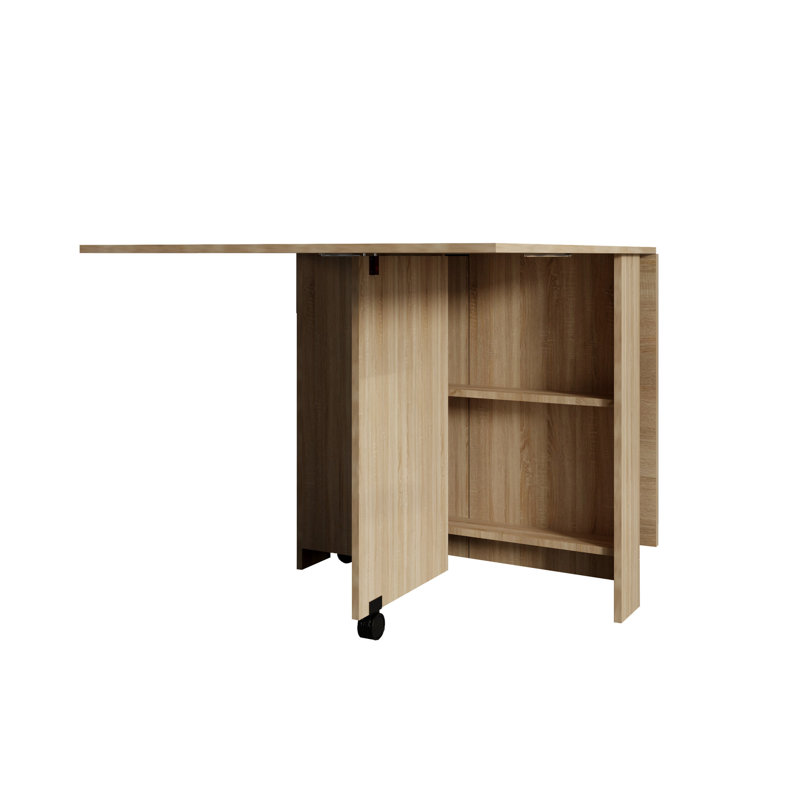 Table pliante moderne pour la salle à manger, 2 sections de rangement, rectangulaire, 6 sièges, bois de peuplier, assemblage simple et nettoyage avec options, conception, facile à assembler, garde hygiénique et bien rangée