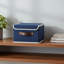 Large Blue Home Storage Box, Lidded & Collapsible, PU Handle PP Board Linen Material Storage-1275631650-1275631640