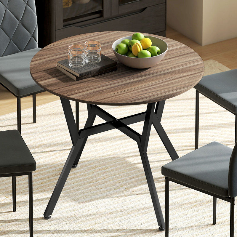 Dining Table Round Kitchen Table w/ Steel Frame