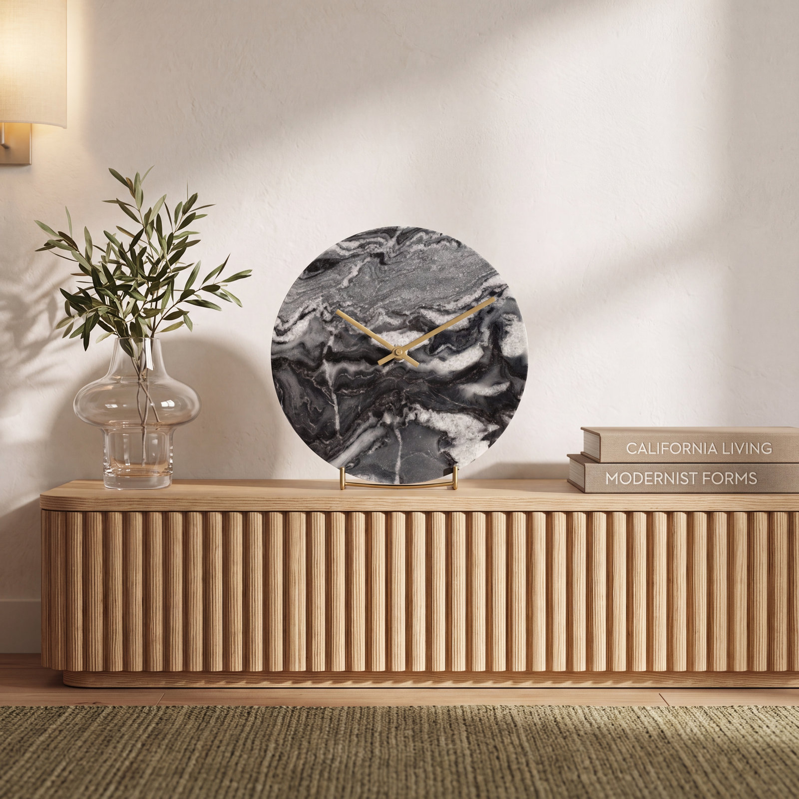 Dorris Tabletop Clock, Black/White/Gray