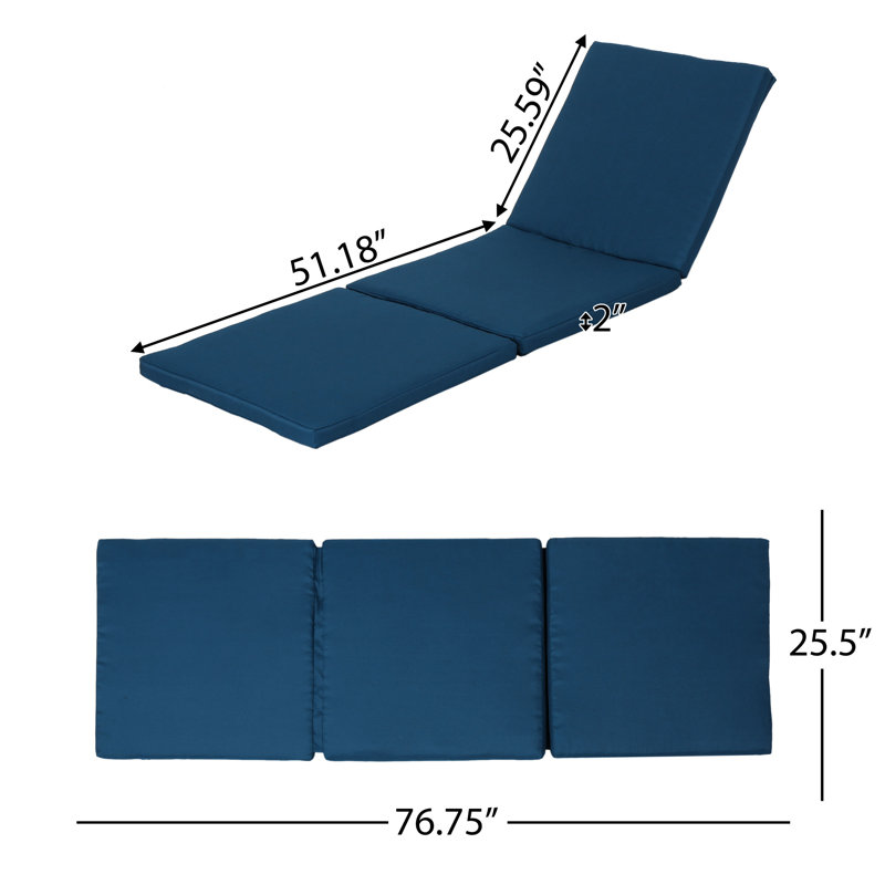 Waterproof Outdoor Seat Back Cushion In Blue, 74.81"d X 25.89"w 2.06"h, 100% , No Assembly Water- Balcony Chair