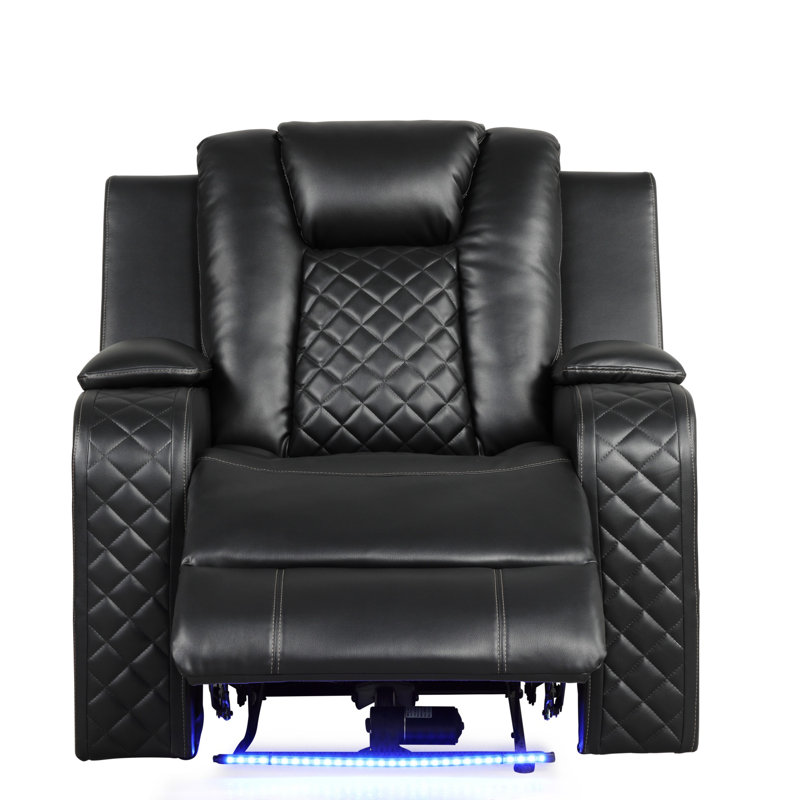 Luxueux fauteuil inclinable électrique en similicuir avec lumières DEL et charge USB, parfait pour le confort et le style modernes