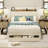 Upholstered Bed Frame with 3 Drawers, Bed with Storage Headboard and Charging Station-1258235949-1248422149