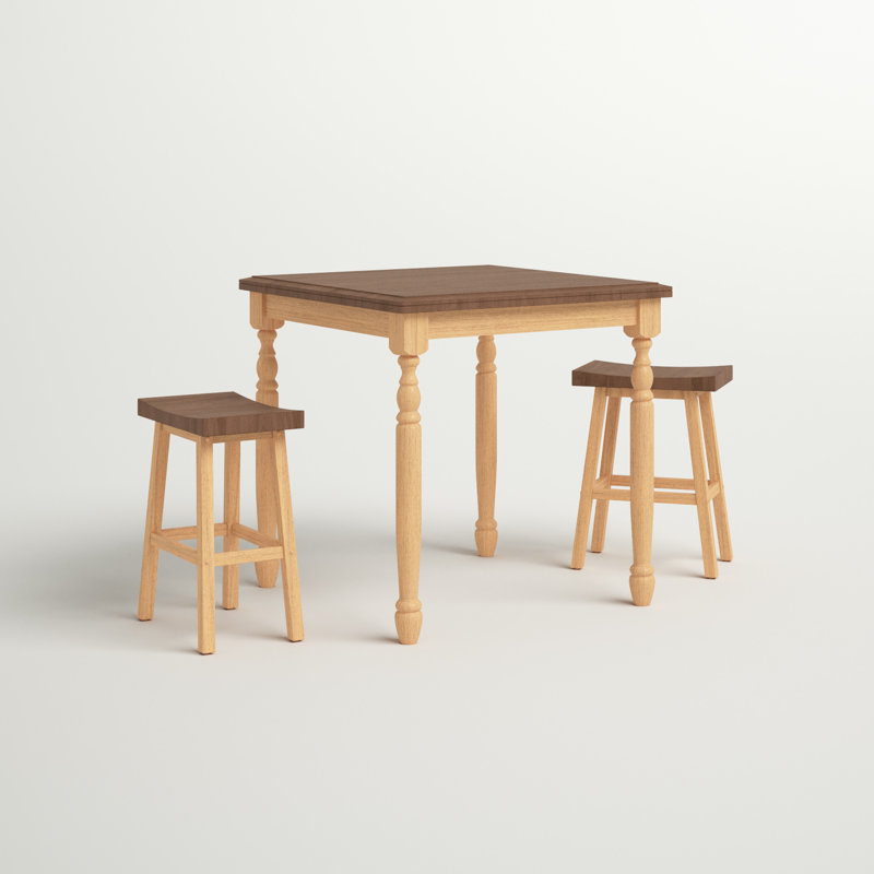 Martello Solid Wood Top Four Leg Base Dining Set, Almond / Wheat