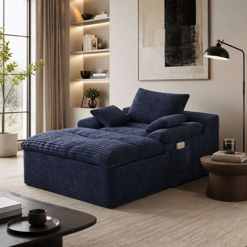 Canapé à siège unique, tissu velours côtelé, sièges profonds, sans assemblage, 1 pièce pour la chambre à coucher, appartement