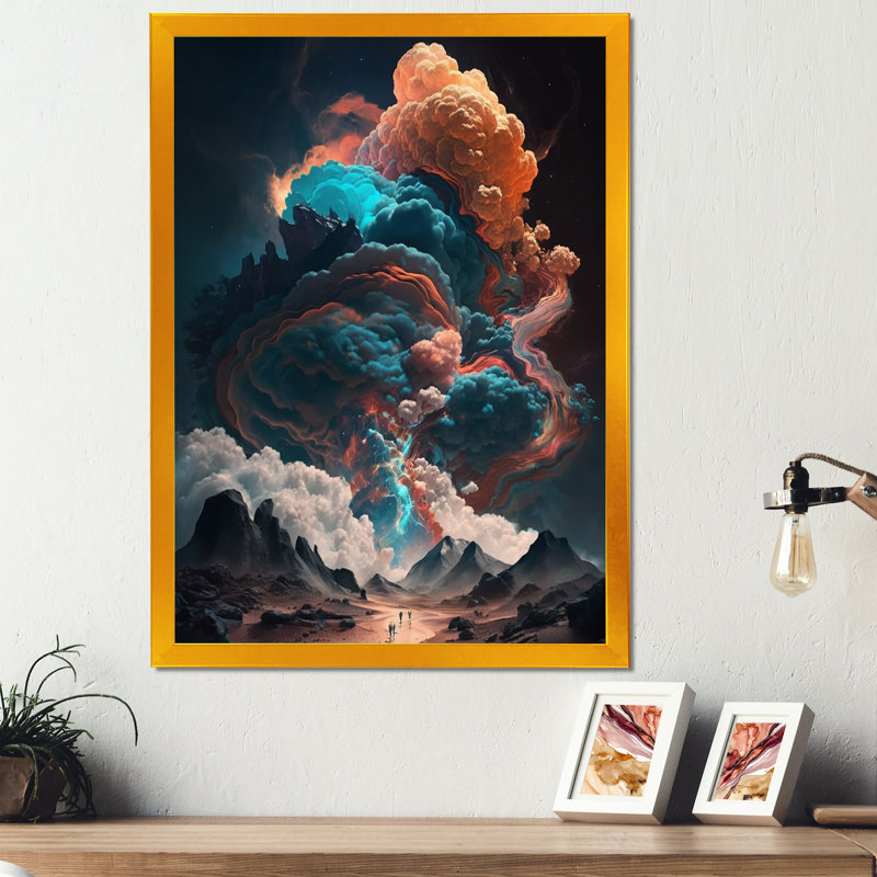«Futuristic Landscape in Space V», reproduction sur toile, L 12 po x H 20 po, Cadre photo doré
