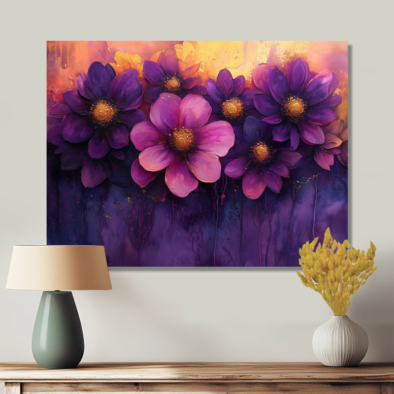 «Jacah Vivid Lavender Dahlia Dreamscape I», art mural grand Dahlia, H 12 po x l 20 po, Toile tendue, Ne s’applique pas