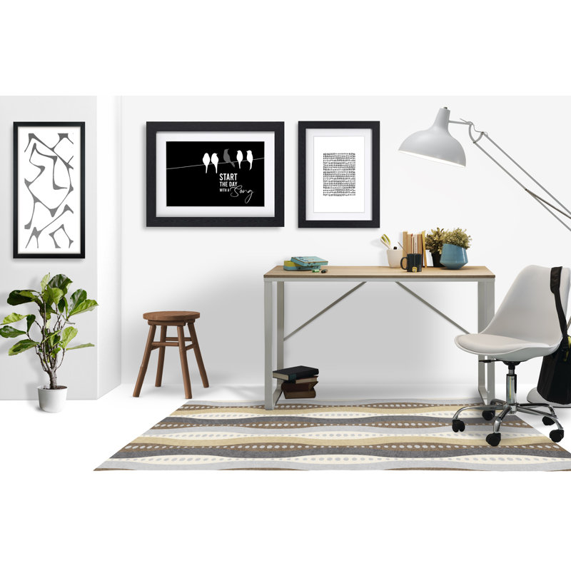 Rectangle Chair Mat with Hemmed Edges Edge for Firm Surfaces, 48" H x 72" W, Beige/Gray/Brown