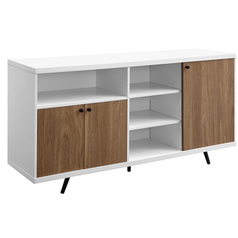 Buffet de 60 po de largeur Eskew, Blanc uni / chêne anglais