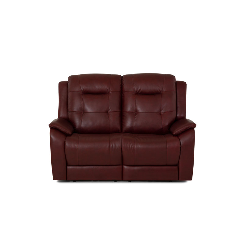 Valour 62" Leather Power Reclining Loveseat with USB Port, Garnet