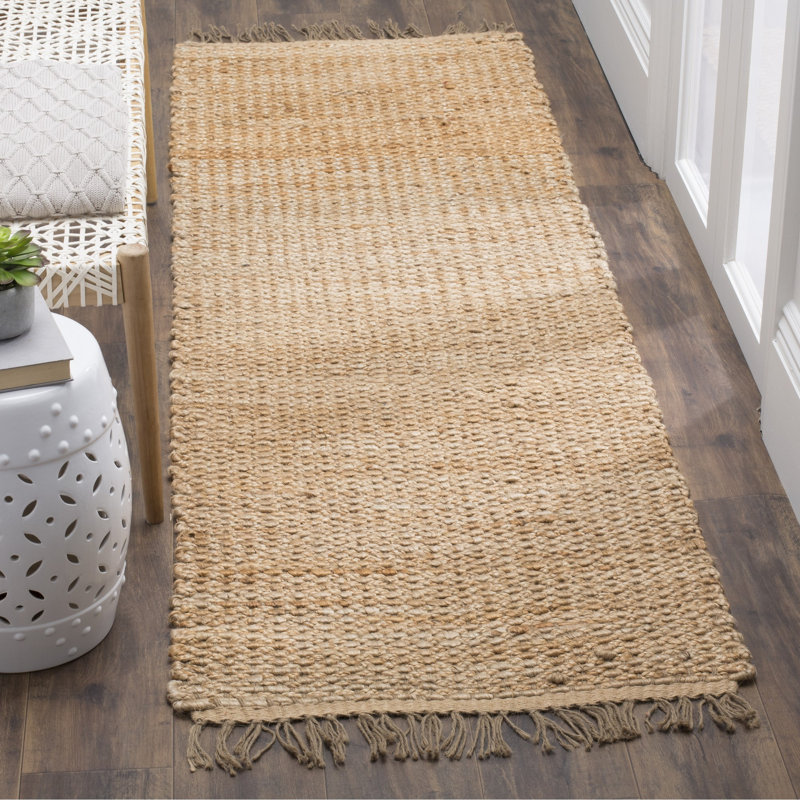 Uma Natural Fiber Hand Woven Jute Solid Color Rug, Runner 2'6" x 8'
