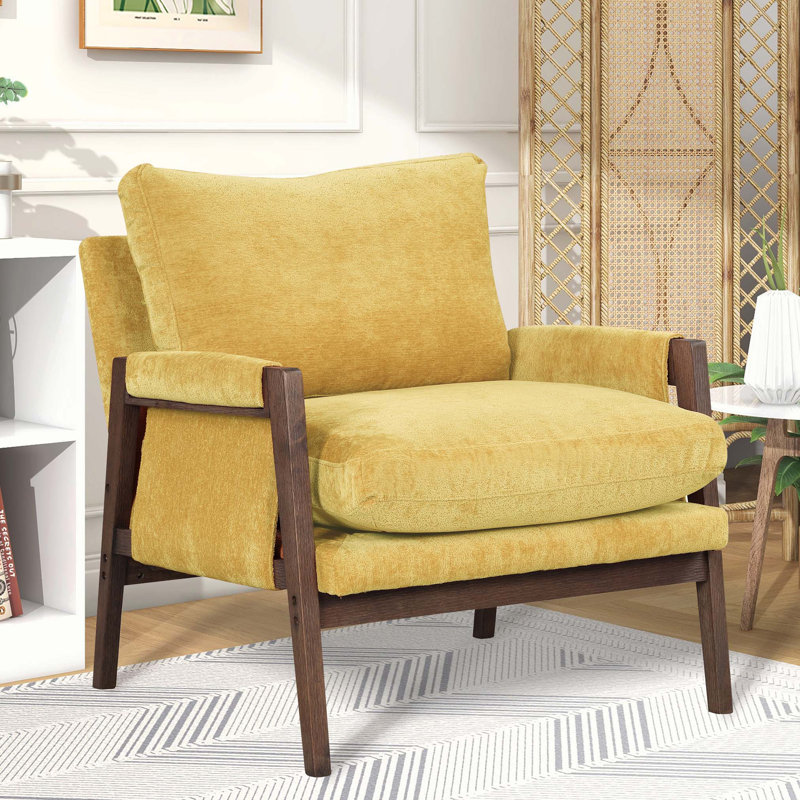Fauteuil de salle à manger rembourré, Jaune
