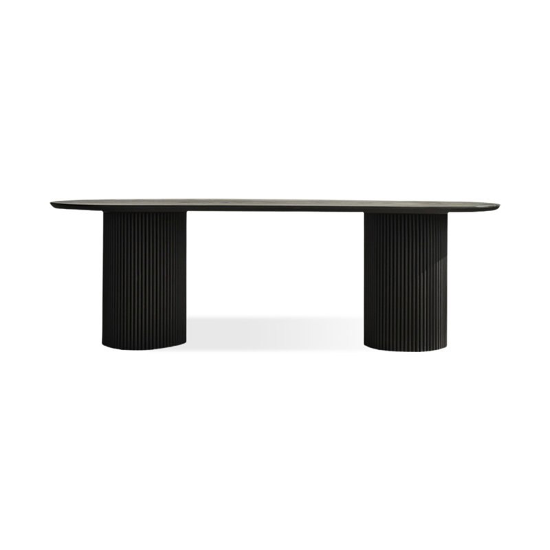 Table de salle à manger ovale noire en bois massif, H 29,53 po x L 78,74 po x l 31,5 po 