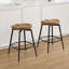 Lennon 63.5cm Swivel Counter Stools Solid Wood Saddle Seat with Steel Frame and Footrest-2097317861