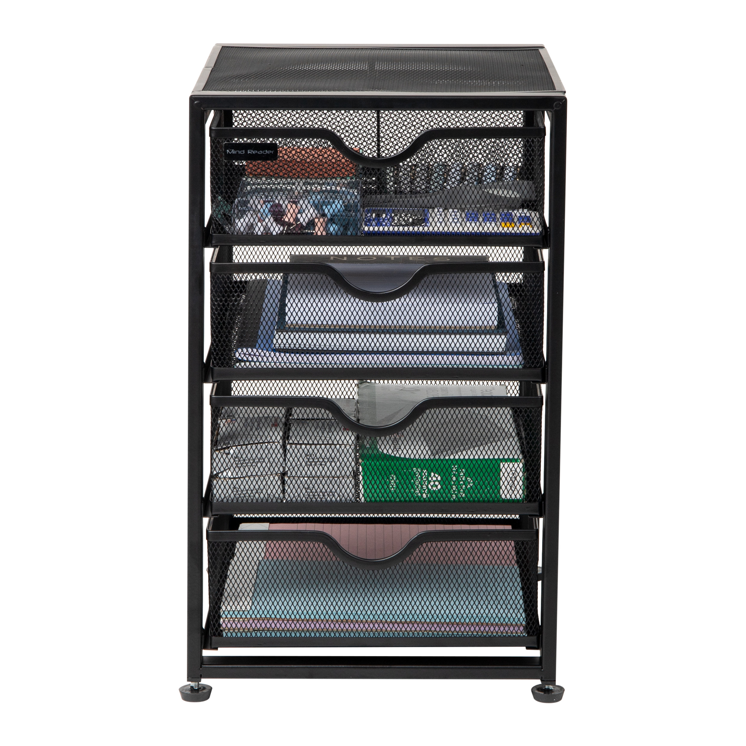 Mind Reader 4-Tiered Drawers Cabinet Black Organizer