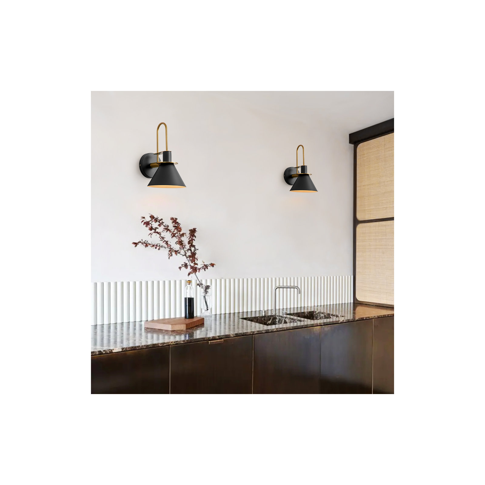 Jacoline 1-Light Dimmable Iron Armed Sconce , Black