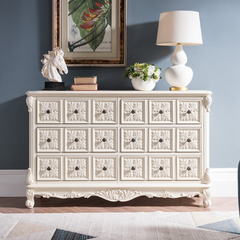 Commode d'appoint vintage grande capacité, Blanc