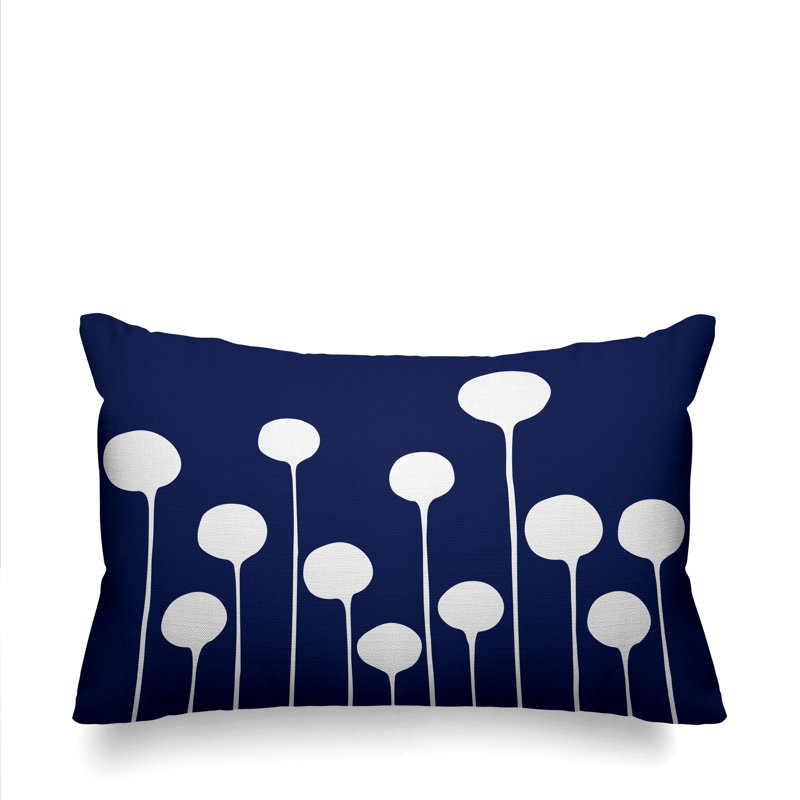 Courtland Outdoor Reversible Throw Pillow, Navy Blue