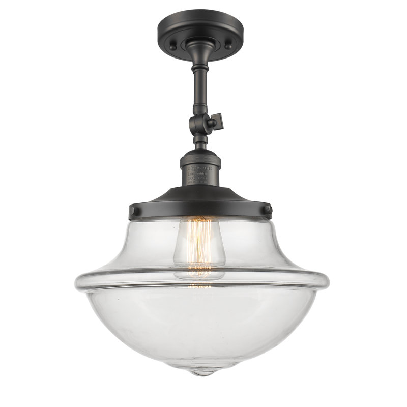 Plafonnier semi-encastré 1 lumière 12 po Baptiste, Ampoule non incluse, Transparent, Bronze huilé