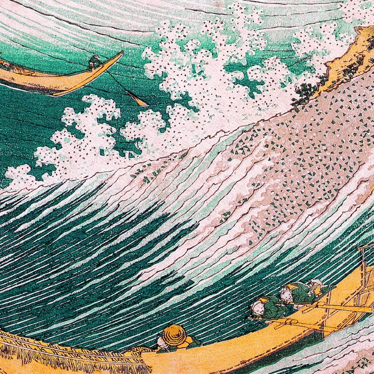 Hokusai Pearl Diver Sea Boats Japanese Painting Artwork Framed Wall Art  Print 18X24 Inch