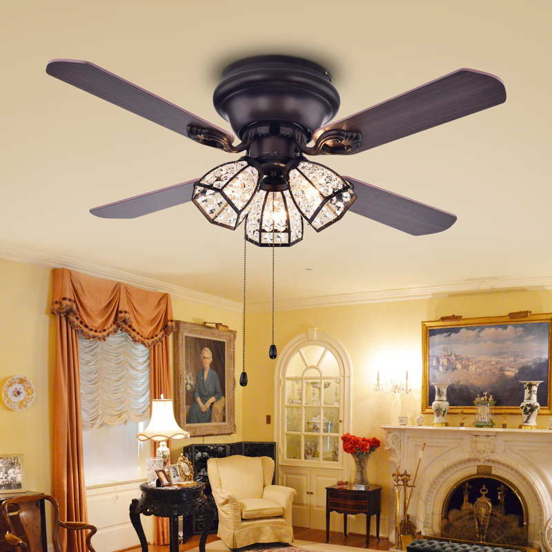 Alayna 42'' Ceiling Fan with Light Kit, Pull Chain, Red Walnut