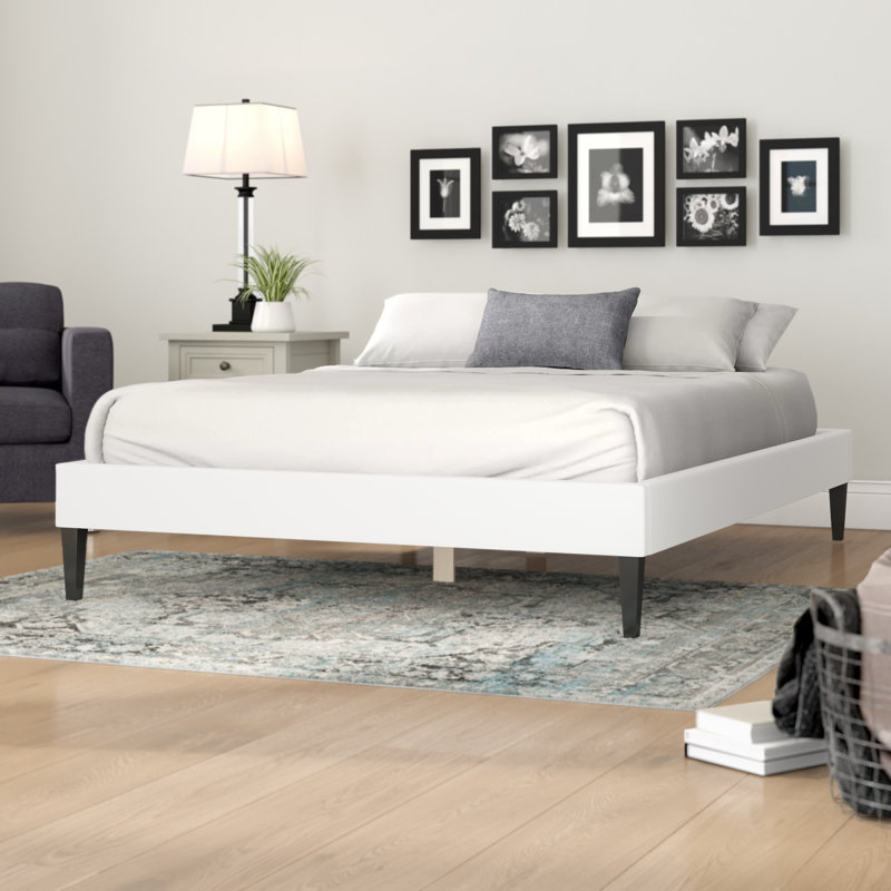 Sharon Bed with Squared Tapered Legs, White, Twin