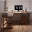 Bureau en bois massif en L noyer clair-109546080-109546083
