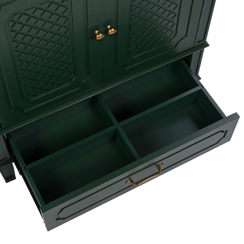 30" Bathroom Vanity With Sink Vintage Style, Multi-Functional Storage Space, Door Shelf, Soft-Closing Door, Dark Green