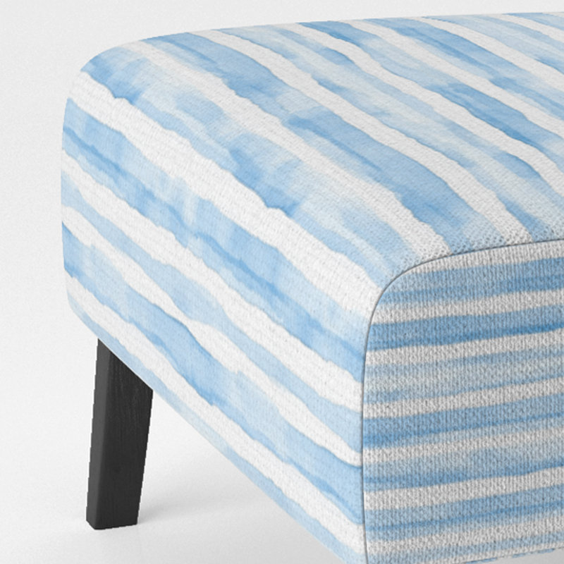 Fauteuil de chambre rayé rembourré bleu et blanc, Pantoufle sans accoudoirs