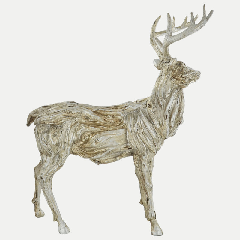 Standing Reindeer Stag Drift Wood Effect Figurine