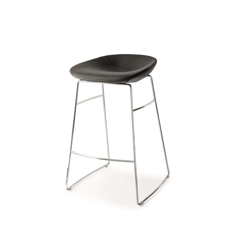 Palm Upholstered Backless Stool with Metal Frame, Counter Stool (26.5" Seat Height), Skuba Optic White