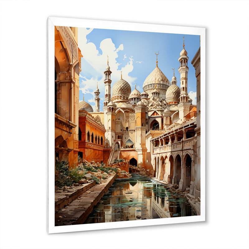 Hottenrott, art de l'Islam, Cadre simple blanc, H 40 po x l 30 po x P 1,5 po