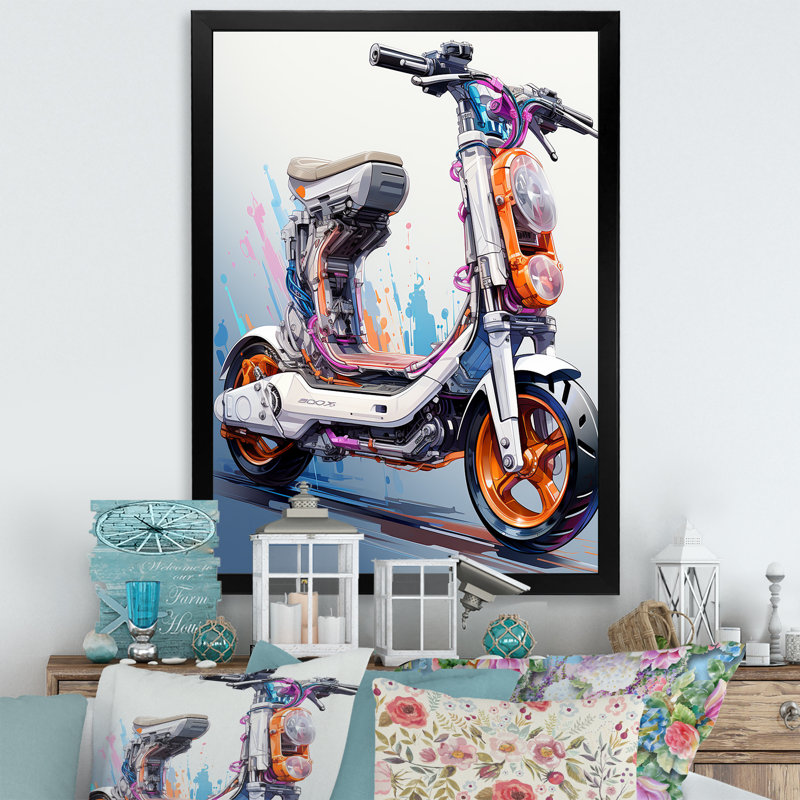 " Scooter Compact Commuter I ", Black Picture Frame, 20" H x 12" W x 1" D