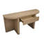Table basse avec rangement relevable et 2 tabourets rembourrés avec 2 tables de bout et canapé demi-lune