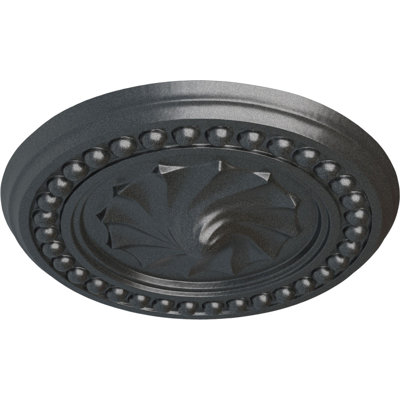 Endurathane Foster Shell Ceiling Medallion, 15 3/4"OD x 2"P (Fits Canopies up to 9 5/8"), Hand-Painted Pewter Finish