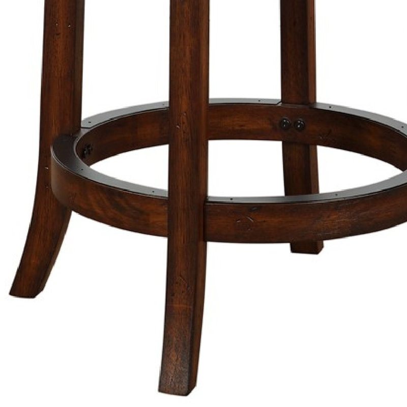 Tabouret pivotant en bois massif, Tabouret de comptoir (siège d'une hauteur de 24 p, Brun