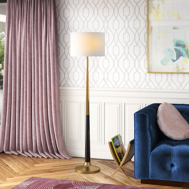 Lyon 60'' Traditional Floor Lamp, Brass/Matte Black