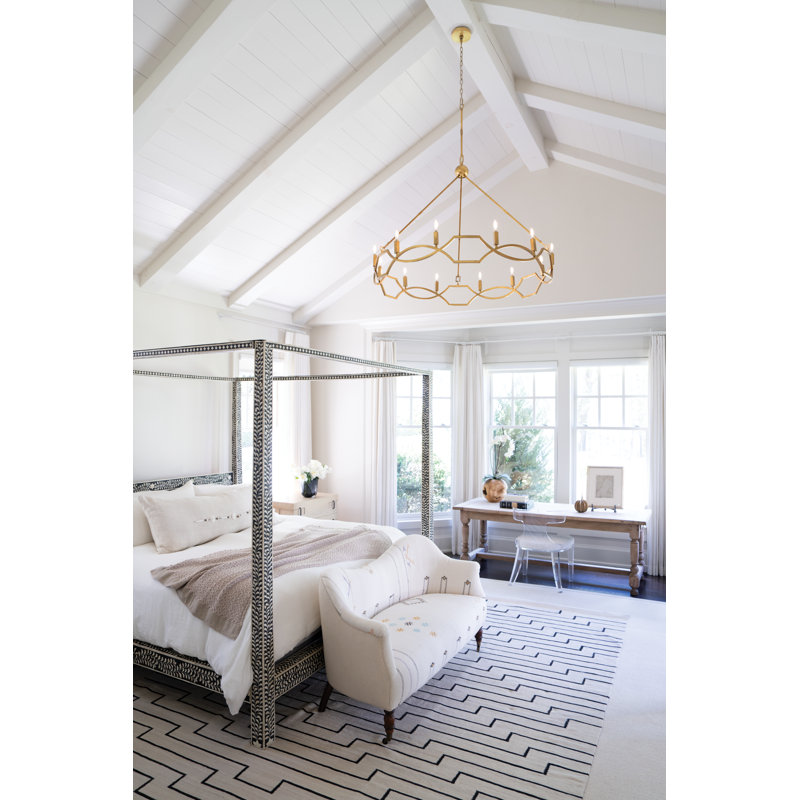 Leona Twelve-Light Hand-Leafed Round Chandelier