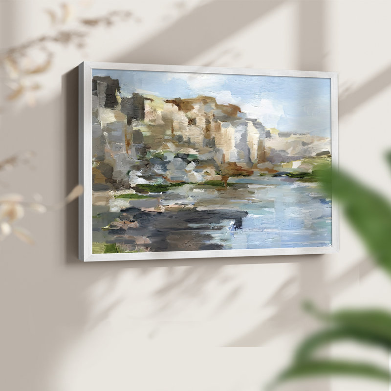 Western Cliffs I -Framed Print - Restickable, 22" H x 28" W, White