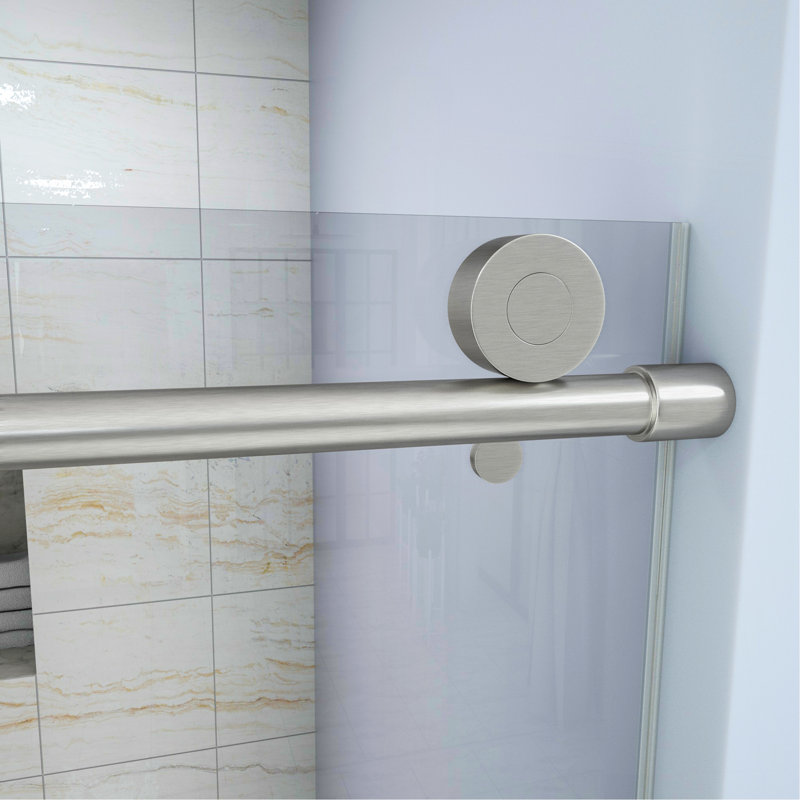 Shower Door 48" W X 76"H Single Sliding Bypass Shower Enclosure, Brushed Nickel