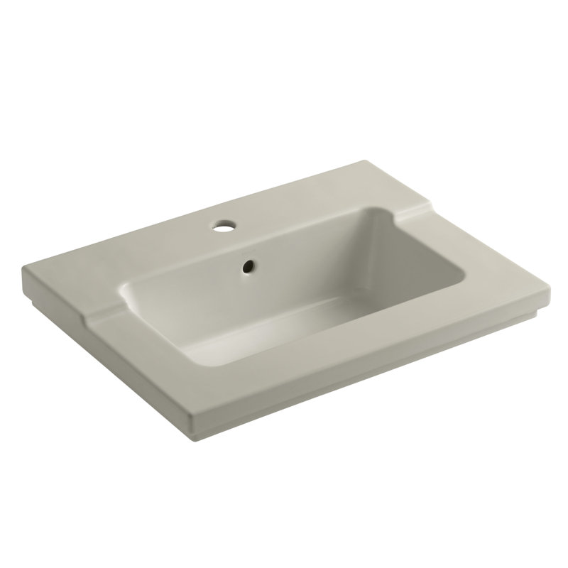 Lavabo de salle de bain à comptoir avec trou pour robinet Tresham, Noir / noir, Simple