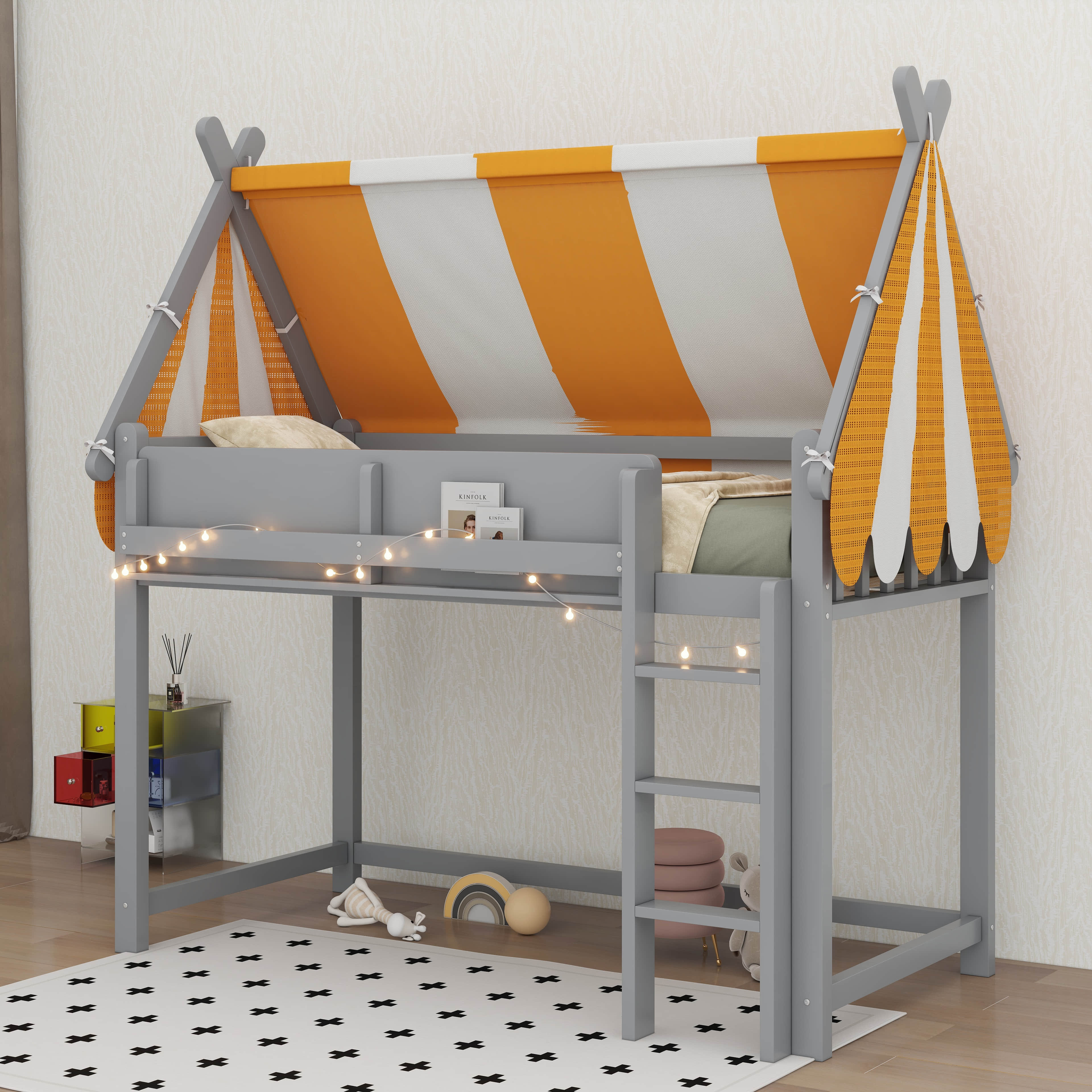 Harriet Bee Loft Bed With Canopy, LED Lights | Wayfair