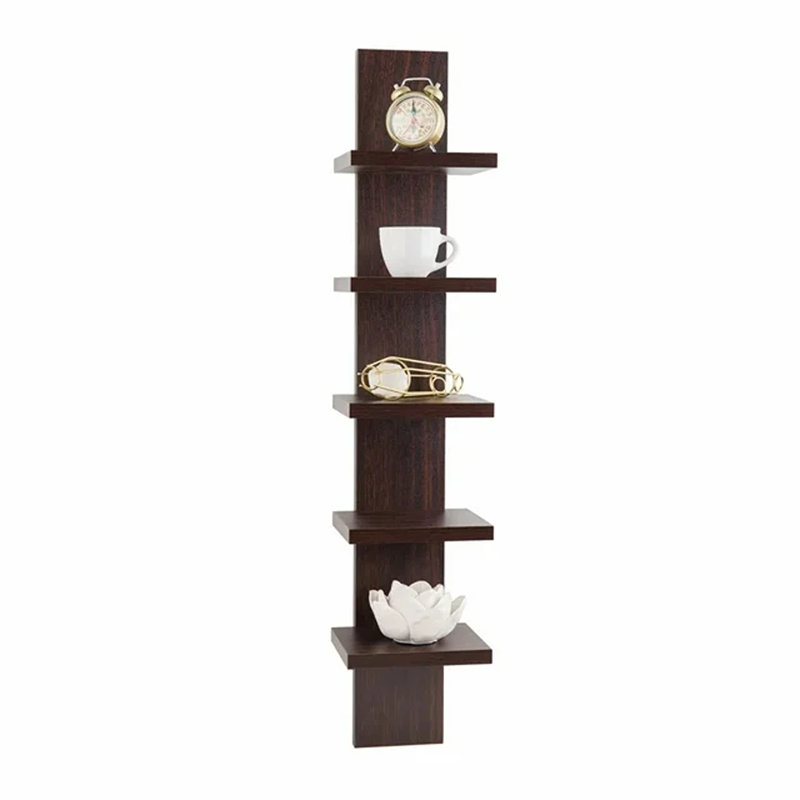 Wyaconda 5 Tier Column Wall Shelf, Walnut
